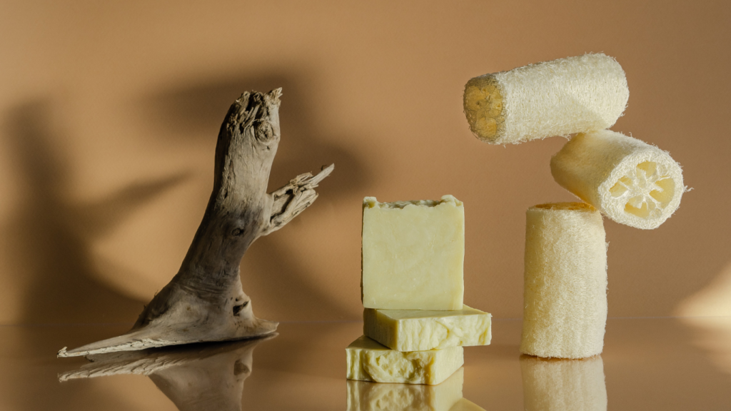 Natural loofah plant-based scrubber for healthy skin